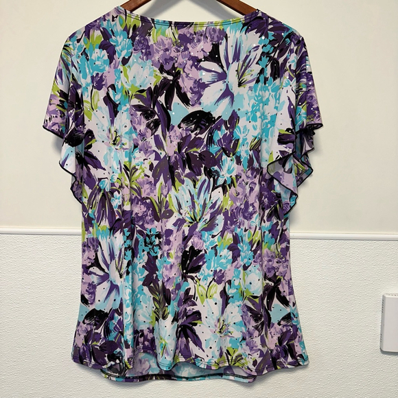 Shannon Ford Woman Y2K Vintage Tag Floral Top Size 2X Purple Blue - Picture 2 of 10